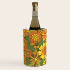Orange, Brown, Yellow and Green Retro Daisy Pattern Wine Chiller Gallery Image 2