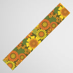 Orange, Brown, Yellow and Green Retro Daisy Pattern Table Runner Gallery Image 3