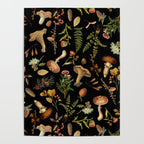 Vintage Mushroom Fungi Night Forest Botanical Garden Poster Gallery Image 4