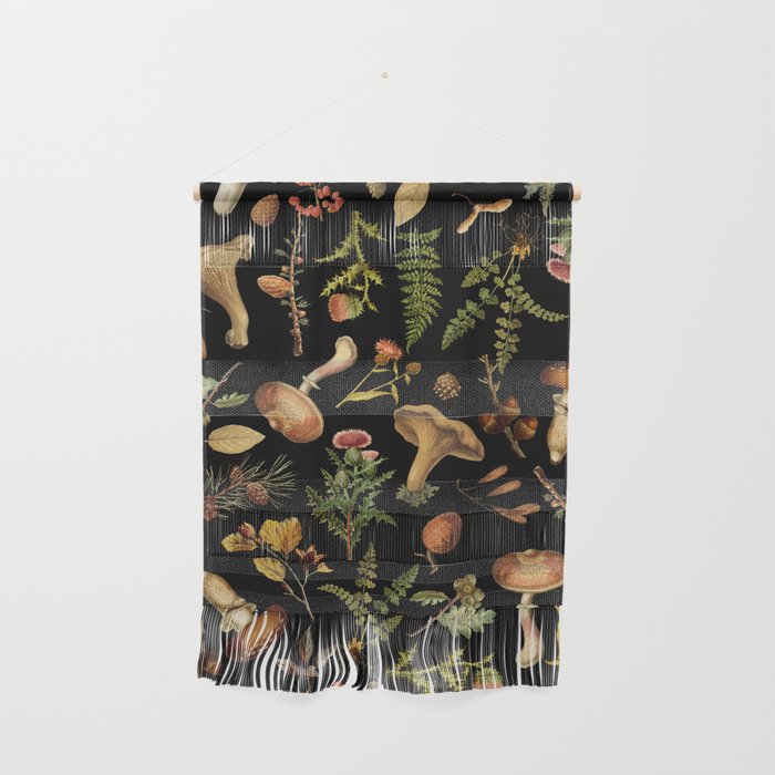 Vintage Mushroom Fungi Night Forest Botanical Garden Wall Hanging Gallery Image 1