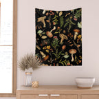 Vintage Mushroom Fungi Night Forest Botanical Garden Wall Tapestry Gallery Image 2