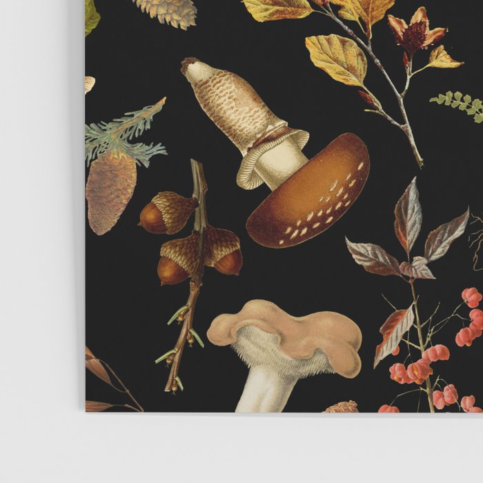 Vintage Mushroom Fungi Night Forest Botanical Garden Poster Gallery Image 3