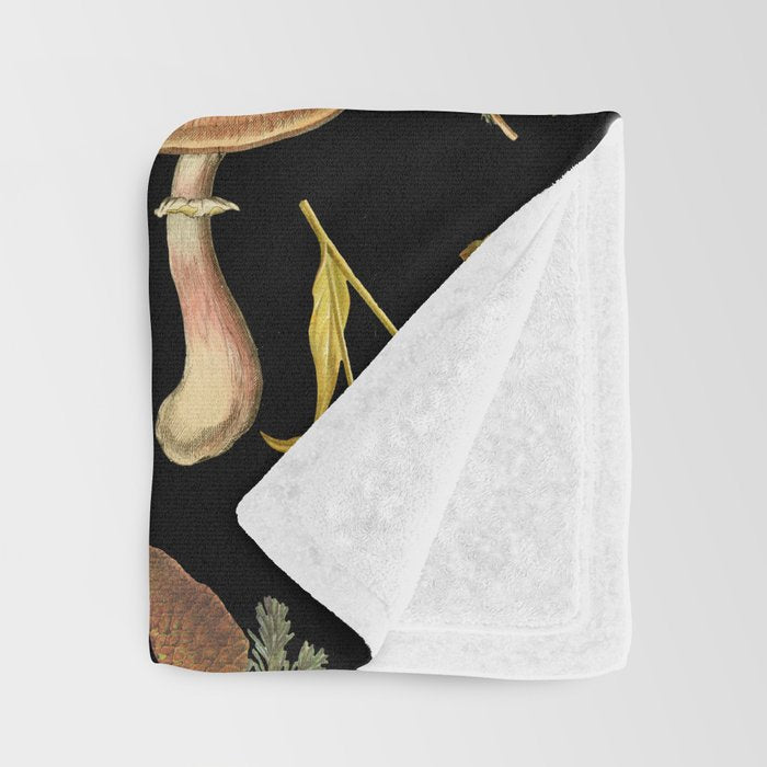 Vintage Mushroom Fungi Night Forest Botanical Garden Throw Blanket Gallery Image 3