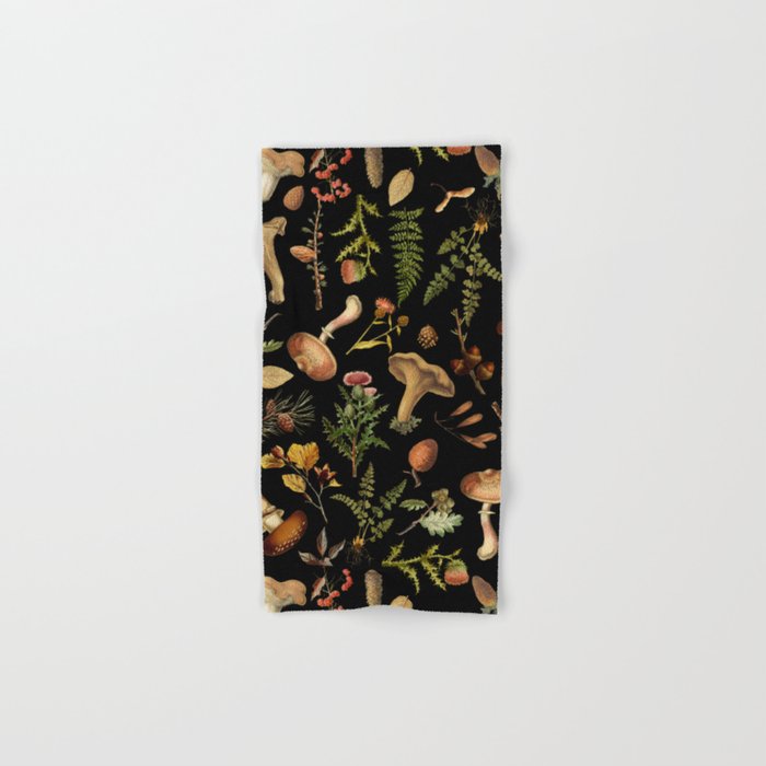 Vintage Mushroom Fungi Night Forest Botanical Garden Bath Towel Gallery Image 1