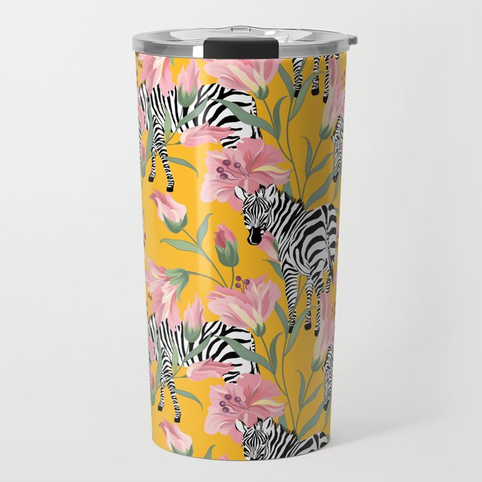 Striped For Life | Zebra Mango Forest | Modern Bohemian Wildlife Jungle | Botanical Nature Travel Mug Gallery Image 1