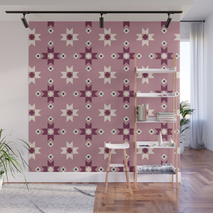Modern quilt - berry Wall Mural Gallery Image 1