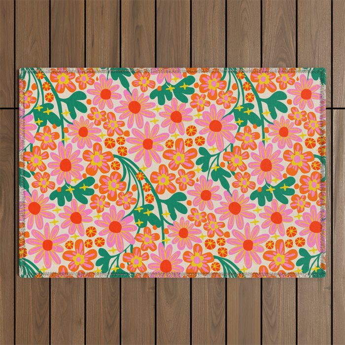 Happy flowers Outdoor Rug Gallery Image 1