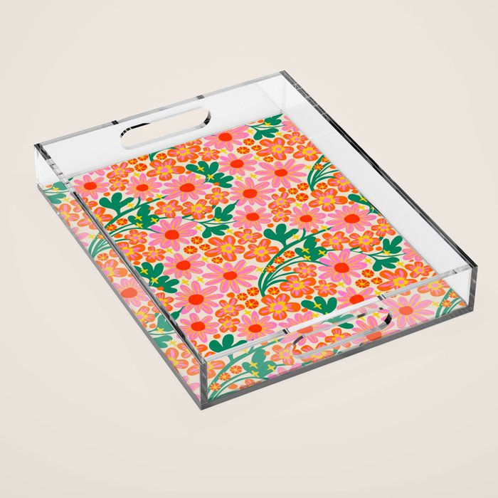 Happy flowers Acrylic Tray Gallery Image 1