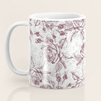 Vintage white gray burgundy floral marble Coffee Mug Gallery Image 3