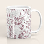 Vintage white gray burgundy floral marble Coffee Mug Gallery Image 1