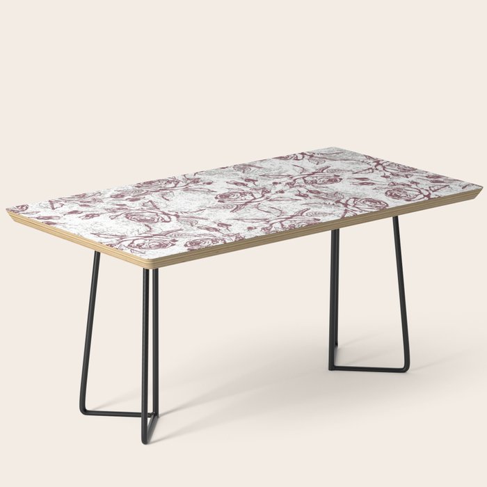 Vintage white gray burgundy floral marble Coffee Table Gallery Image 1