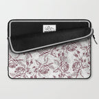 Vintage white gray burgundy floral marble Laptop Sleeve Gallery Image 2