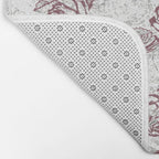 Vintage white gray burgundy floral marble Bath Mat Gallery Image 2