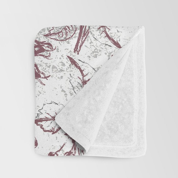 Vintage white gray burgundy floral marble Throw Blanket Gallery Image 3