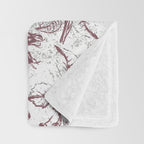 Vintage white gray burgundy floral marble Throw Blanket Gallery Image 3