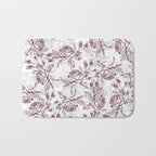 Vintage white gray burgundy floral marble Bath Mat Gallery Image 1