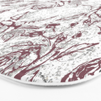 Vintage white gray burgundy floral marble Bath Mat Gallery Image 3