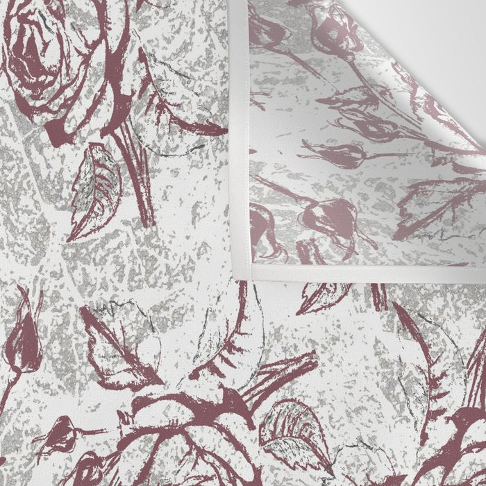 Vintage white gray burgundy floral marble Wall Tapestry Gallery Image 3