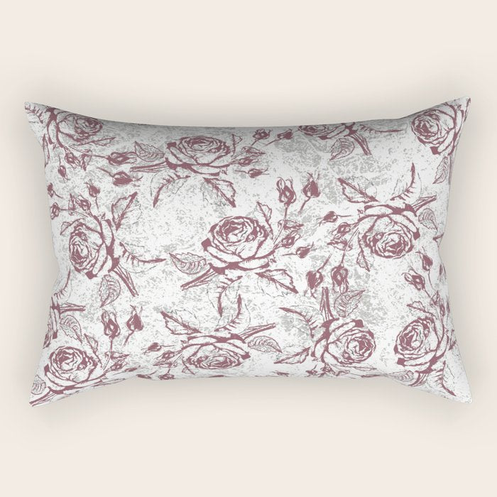 Vintage white gray burgundy floral marble Rectangular Pillow Gallery Image 2