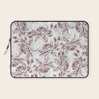 Vintage white gray burgundy floral marble Laptop Sleeve Gallery Image 1