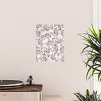 Vintage white gray burgundy floral marble Poster Gallery Image 2