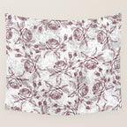 Vintage white gray burgundy floral marble Wall Tapestry Gallery Image 4
