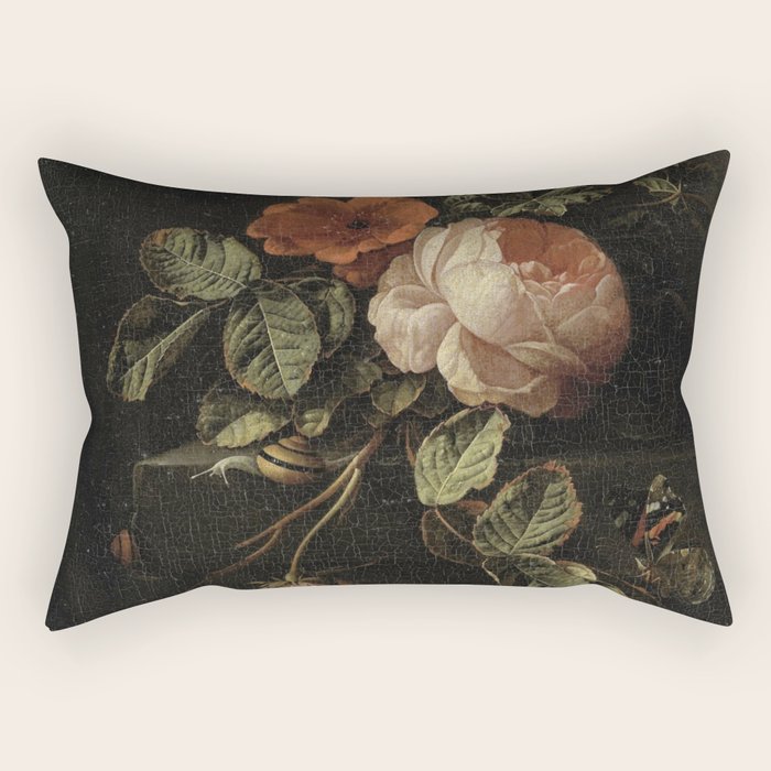 Botanical Rose And Snail Rectangular Pillow Gallery Image 1