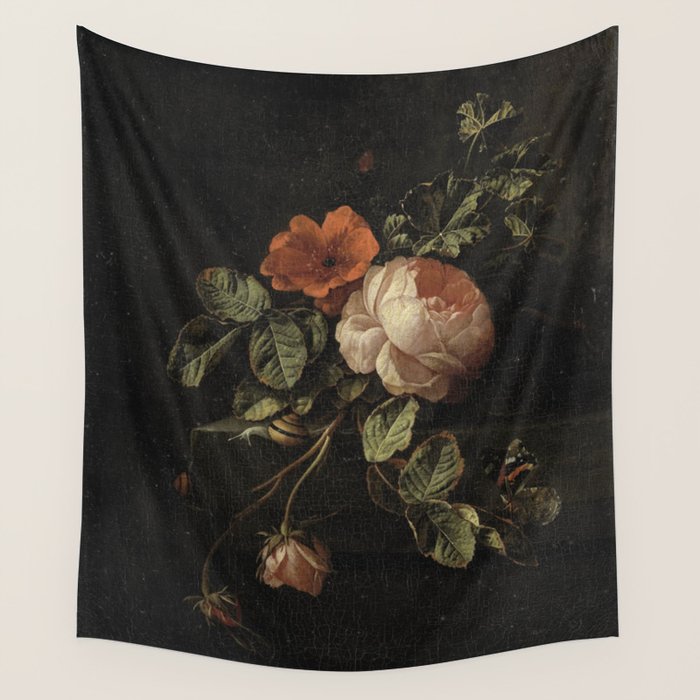 Botanical Rose And Snail Wall Tapestry Gallery Image 1