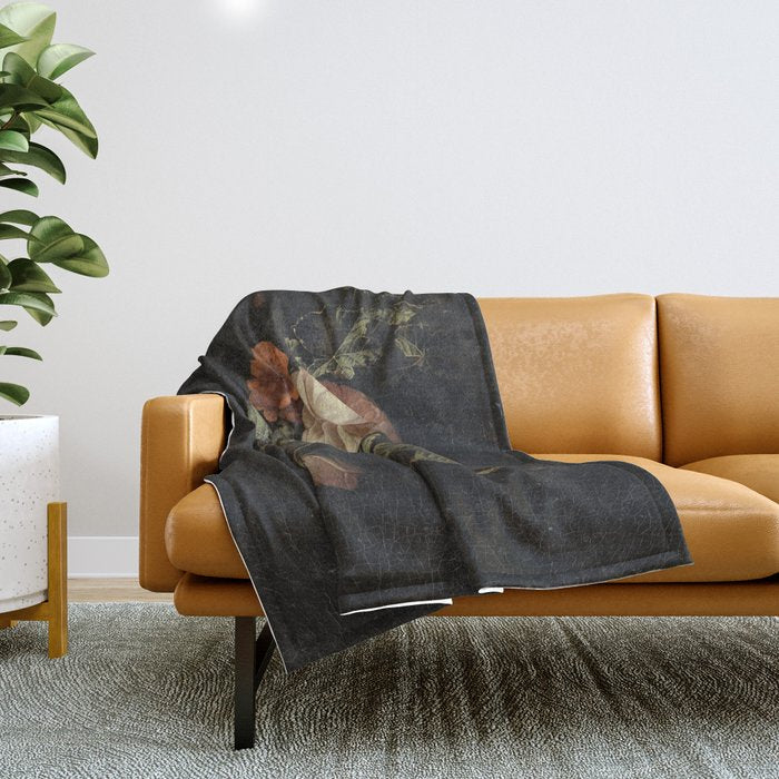 Botanical Rose And Snail Throw Blanket Gallery Image 1