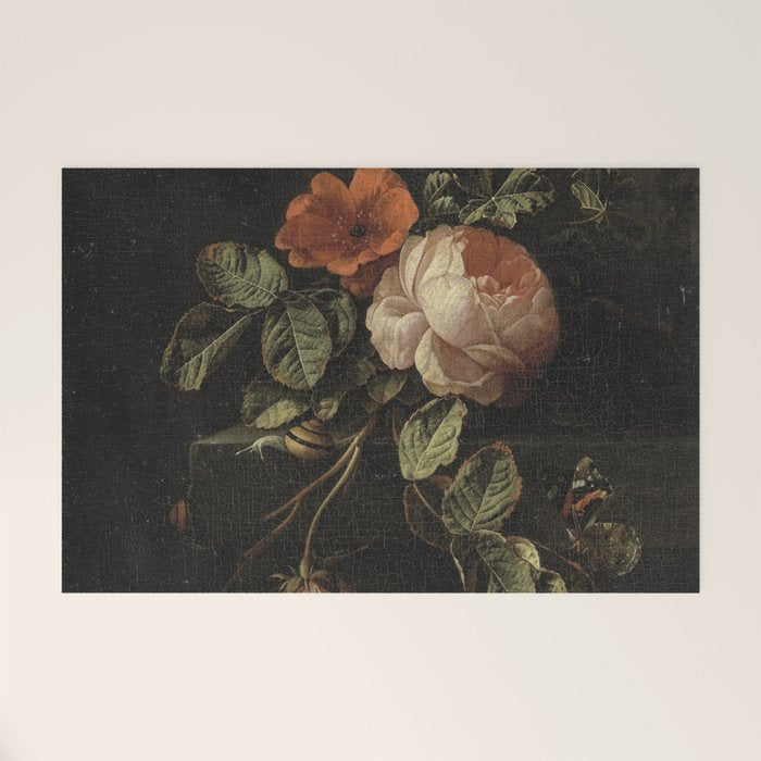 Botanical Rose And Snail Welcome Mat Gallery Image 1