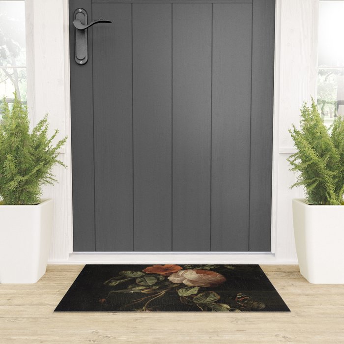 Botanical Rose And Snail Welcome Mat Gallery Image 3