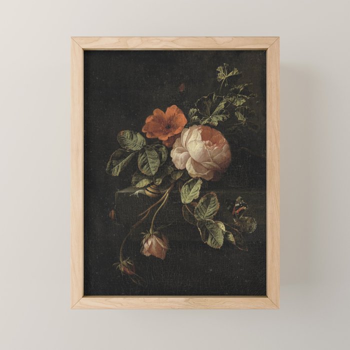 Botanical Rose And Snail Mini Art Print Gallery Image 1