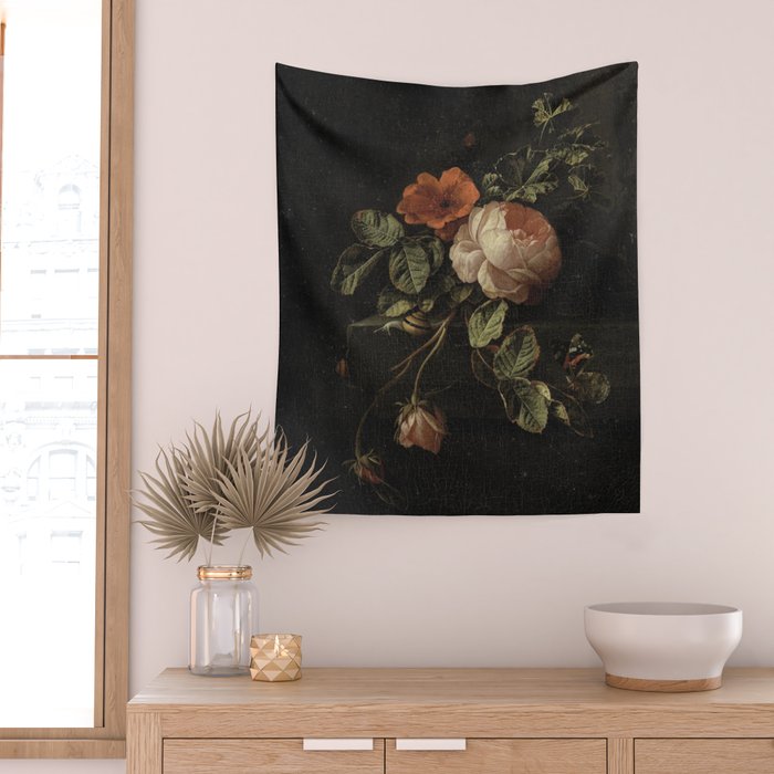 Botanical Rose And Snail Wall Tapestry Gallery Image 2