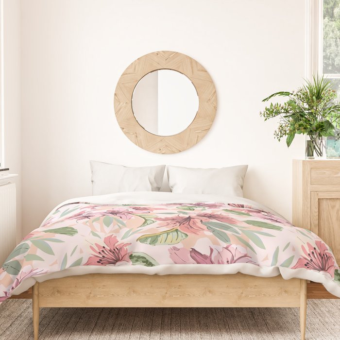 Pastel pink tropical bloom A Duvet Cover Gallery Image 3