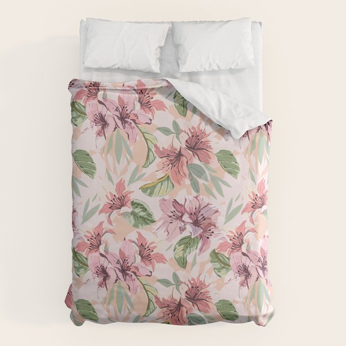 Pastel pink tropical bloom A Duvet Cover Gallery Image 1
