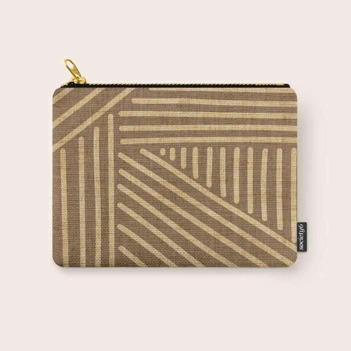 Golden ochre lines - textured abstract geometric Carry All Pouch Gallery Image 1