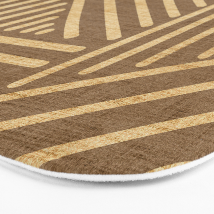Golden ochre lines - textured abstract geometric Bath Mat Gallery Image 3
