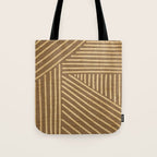 Golden ochre lines - textured abstract geometric Tote Bag Gallery Image 1