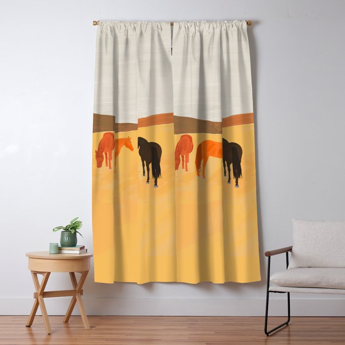 Horses in the Golden Field Window Curtain Gallery Image 5