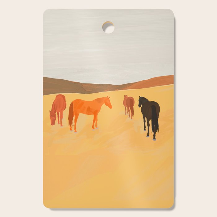 Horses in the Golden Field Cutting Board Gallery Image 1