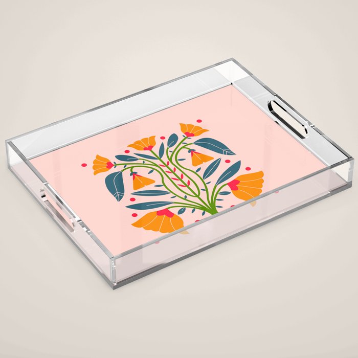 Art Nouveau Symmetric Buttercups Acrylic Tray Gallery Image 1