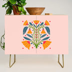 Art Nouveau Symmetric Buttercups Credenza Gallery Image 1
