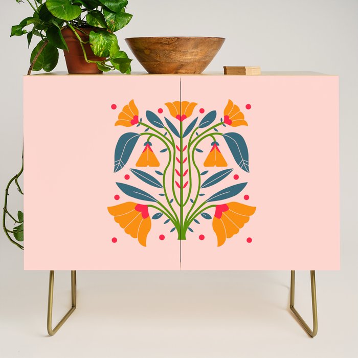 Art Nouveau Symmetric Buttercups Credenza Gallery Image 1
