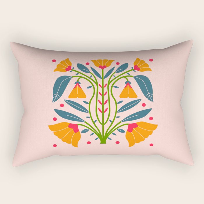 Art Nouveau Symmetric Buttercups Rectangular Pillow Gallery Image 2