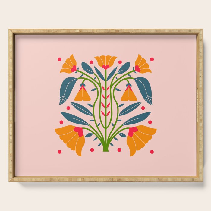 Art Nouveau Symmetric Buttercups Serving Tray Gallery Image 1