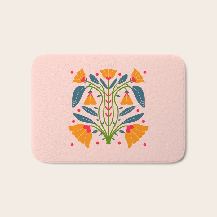 Art Nouveau Symmetric Buttercups Bath Mat Gallery Image 1