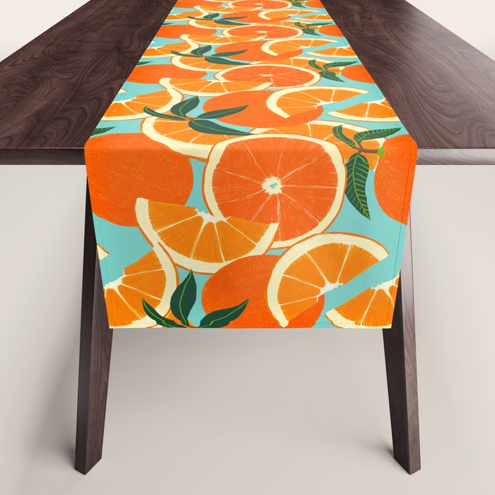 Orange Harvest - Blue Table Runner Gallery Image 1