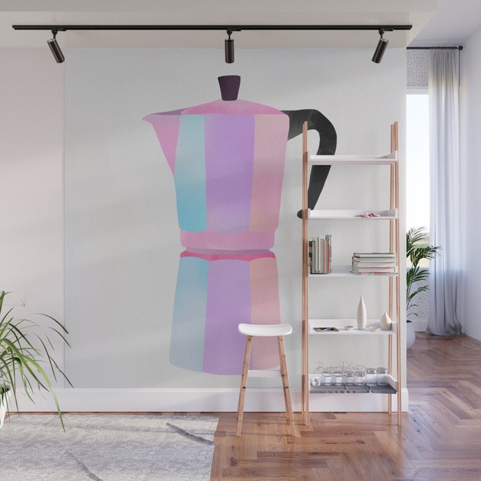 Neon Coffee Moka Pot Wall Mural Gallery Image 1
