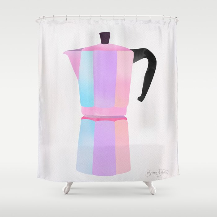 Neon Coffee Moka Pot Shower Curtain Gallery Image 1