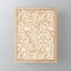 Vintage Floral Botanical Pattern in Camel Beige Mini Art Print Gallery Image 1